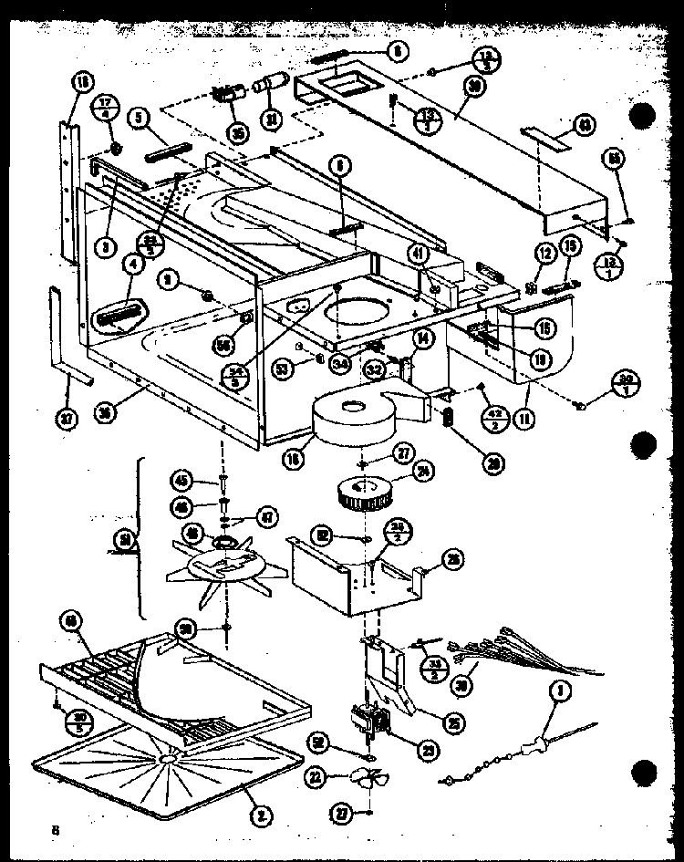 Section 1 Diagram and Parts List for MVH-1020-P76647-3M  Amana Microwave