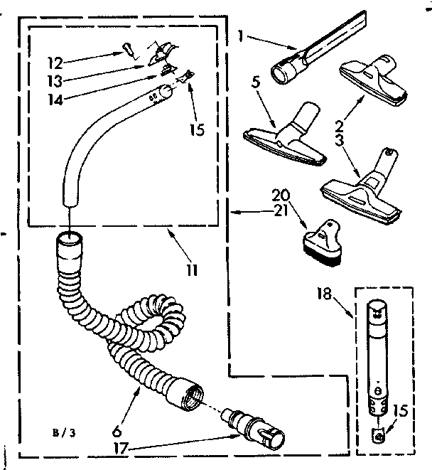 Attachment Parts Diagram and Parts List for 1162280181  Kenmore Canister Vacuum