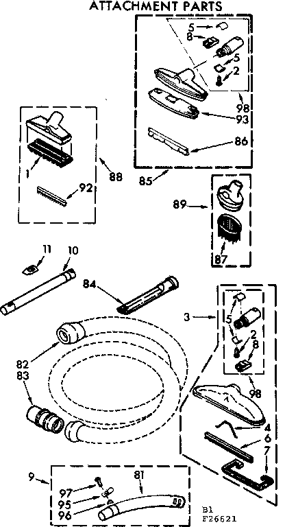 Attachment Parts Diagram and Parts List for 11626621  Kenmore Filters & Accessories