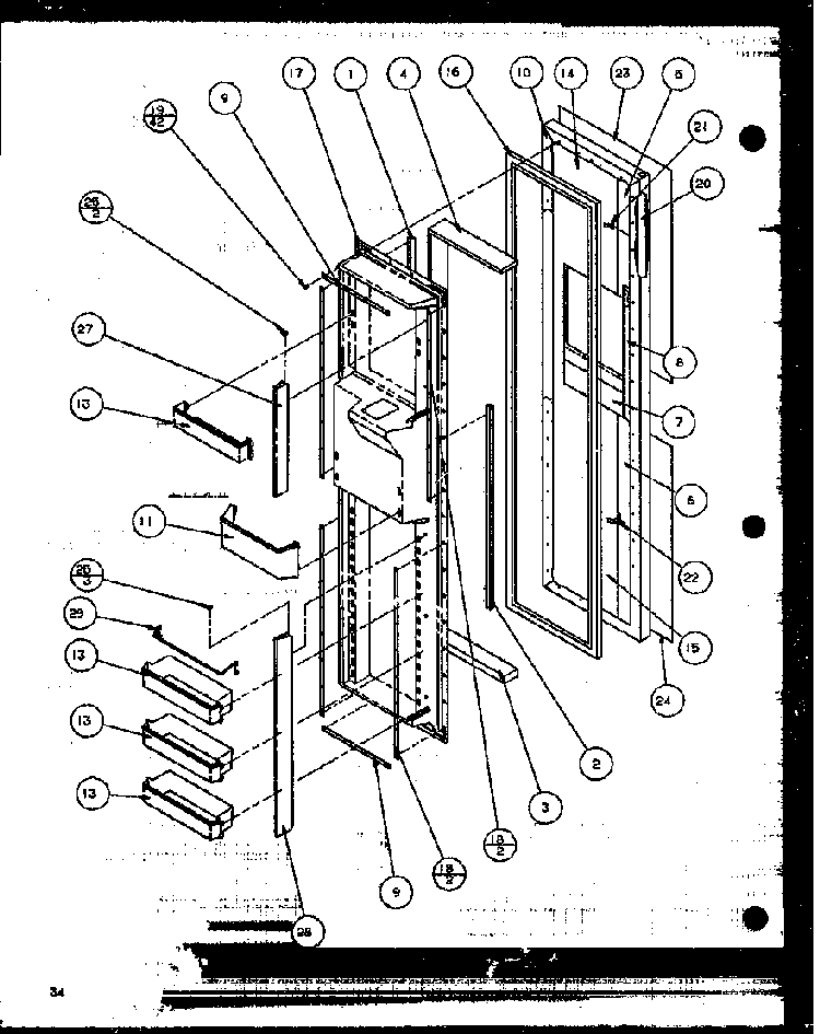 Freezer Door Diagram and Parts List for SBD20K-P1117701W  Amana Refrigerator