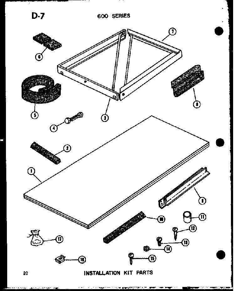 Installation Kit Parts Diagram and Parts List for ES624-3R P67119-1R Amana Air Conditioner