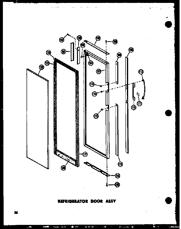 Refrigerator Door Assy Diagram and Parts List for SD19W-C-P60340-36WC  Amana Refrigerator