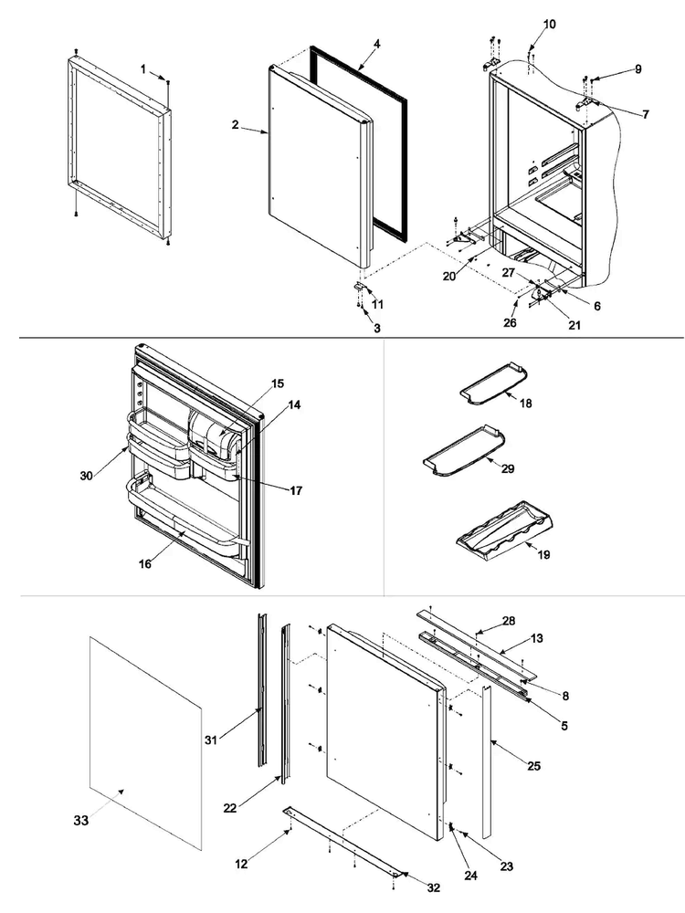 Refrigerator Door Diagram and Parts List for ARB9059CS1  Amana Refrigerator