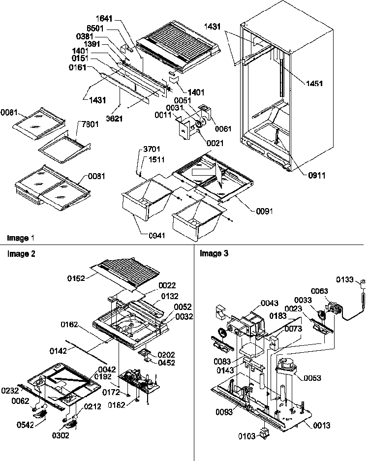 Interior Cabinet/drain Block And Control Assembly Diagram and Parts List for TZI18V2E-P1319001WE  Amana Refrigerator