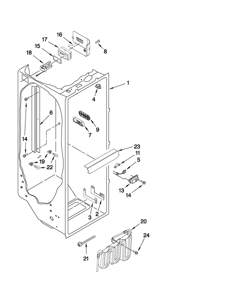 Refrigerator Liner Parts Diagram and Parts List for JCD2595WES01  Jenn-Air Refrigerator