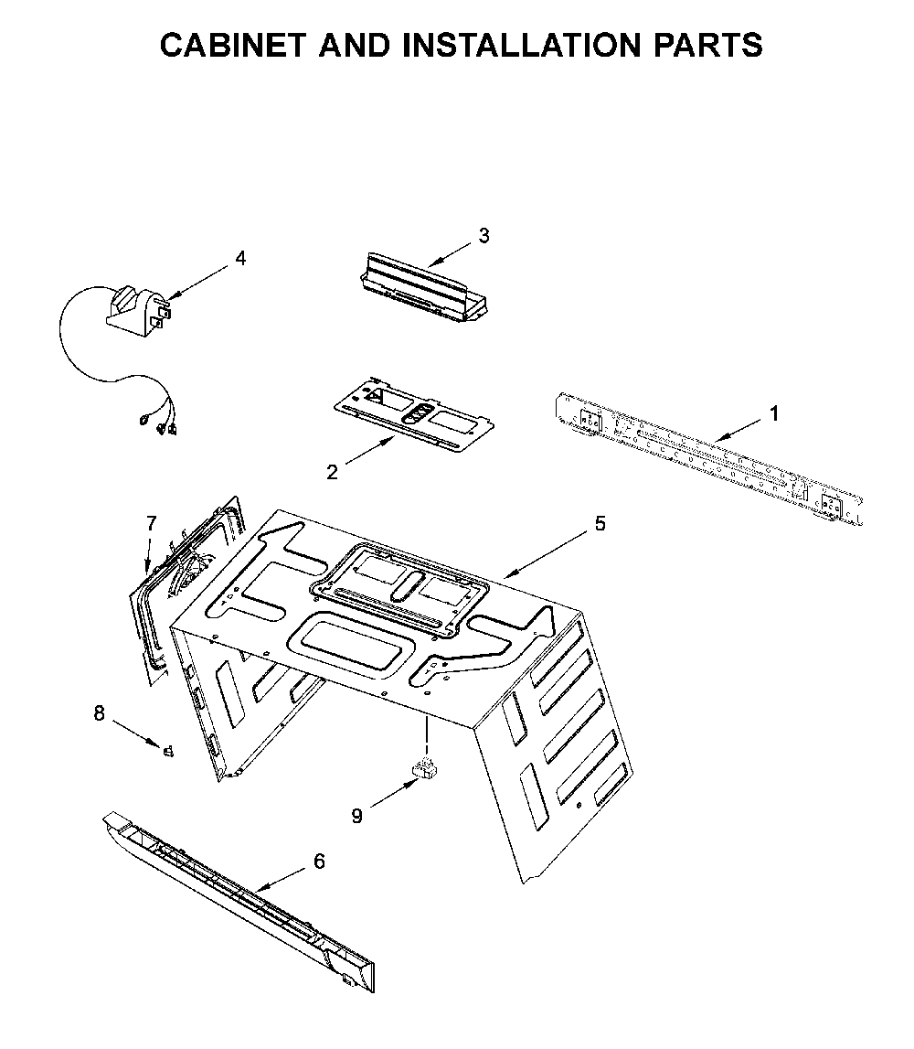 Cabinet and installation parts Diagram and Parts List for MMV6190FB3  Maytag Microwave