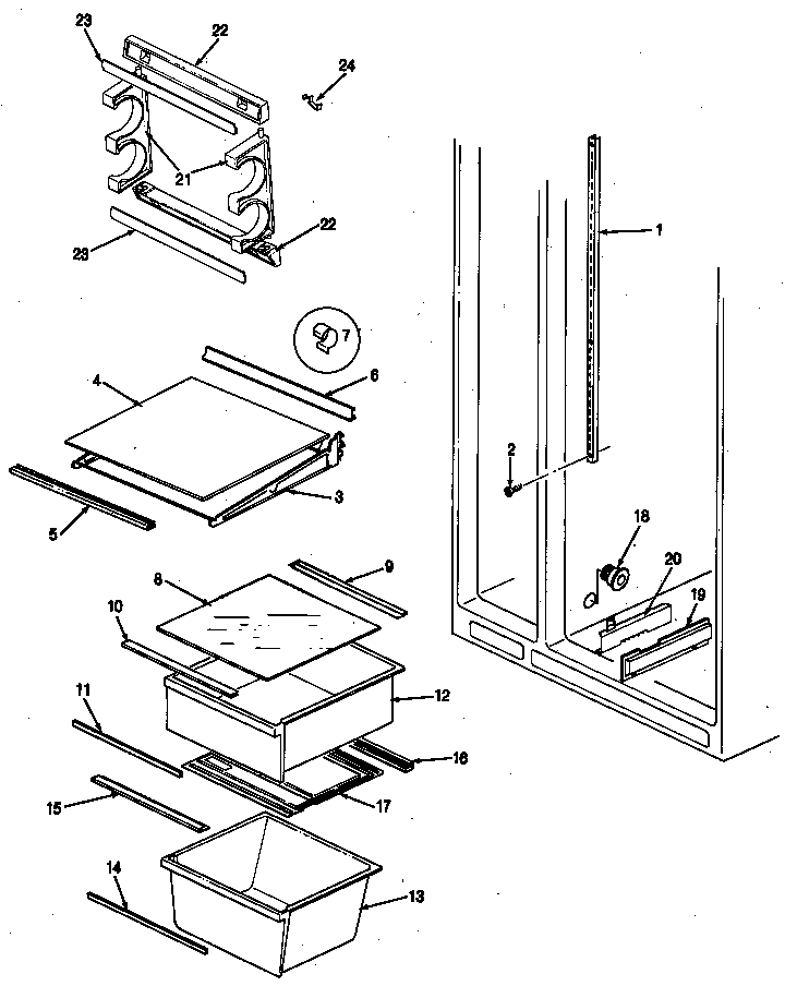 Shelves & Accessories Diagram and Parts List for RC20LA-3AW-BS10C  Magic Chef Refrigerator