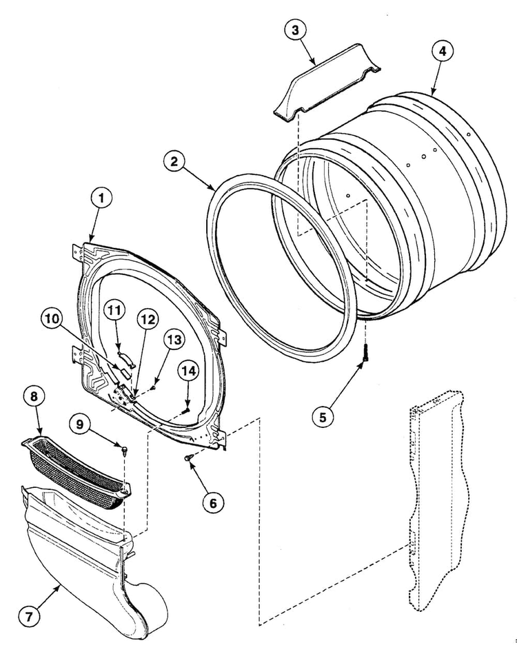 Drum Assy Diagram and Parts List for SSEZ07QF1500  Speed Queen Dryer