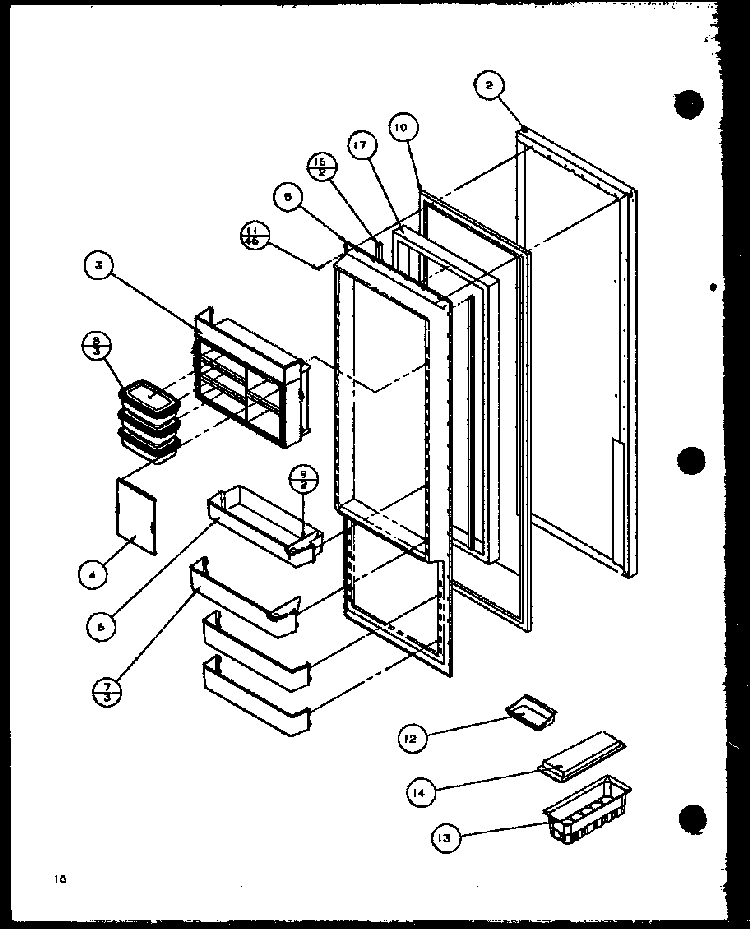 Refrigerator Door Diagram and Parts List for 36531W-P1121901WW  Amana Refrigerator