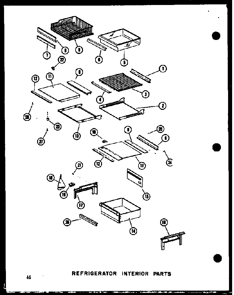 Refrigerator Interior Parts Diagram and Parts List for SRI19C-P73320-54W  Amana Refrigerator
