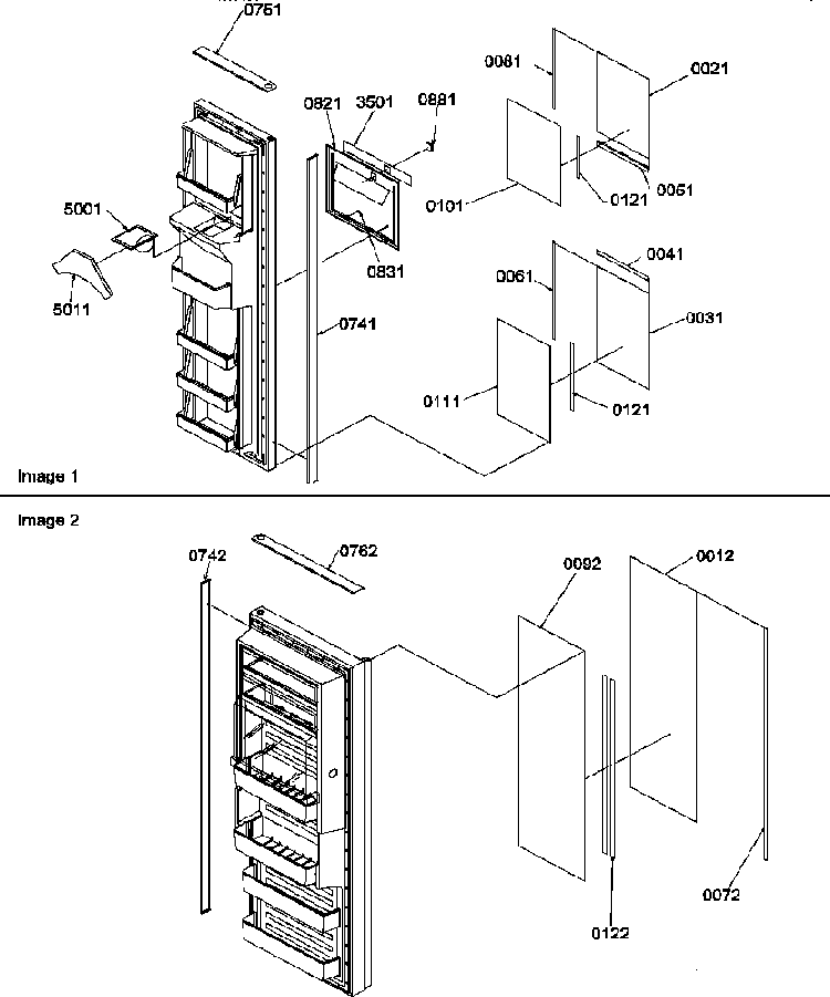Refrigerator/freezer Door Trim And Panels Diagram and Parts List for SRD20TPW-P1190811WW  Amana Refrigerator