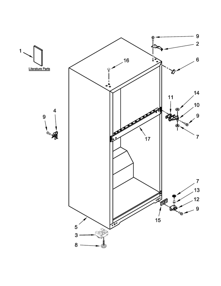 Cabinet Parts Diagram and Parts List for A8TXCWFXW00  Amana Refrigerator