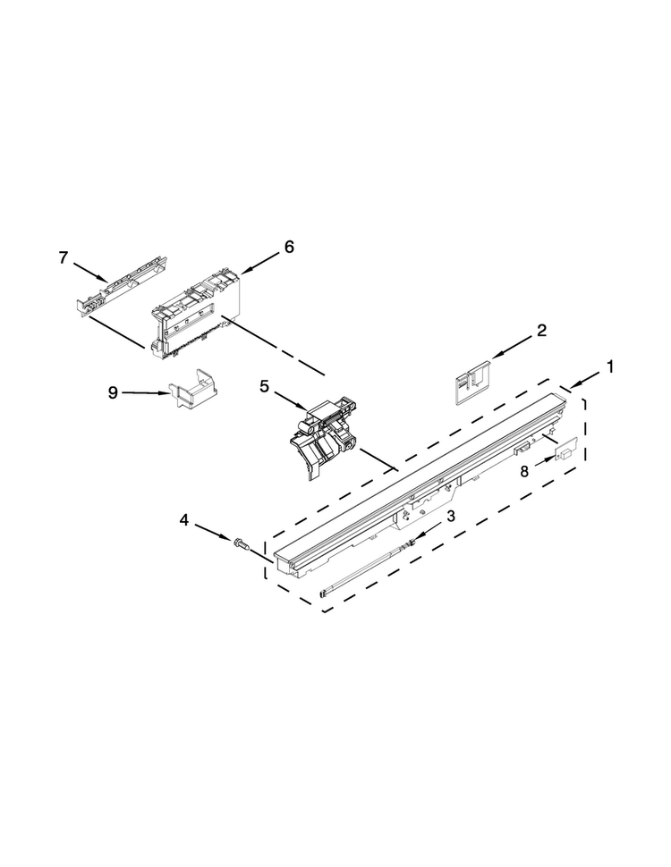 Control Panel And Latch Parts Diagram and Parts List for JDB8200AWS4  Jenn-Air Dishwasher