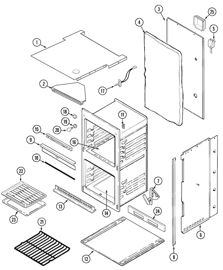 Oven/body Diagram and Parts List for CWG3600AAB0  Maytag Wall Oven