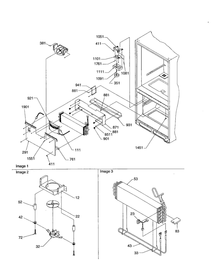 Evaporator/freezer Control Diagram and Parts List for BC21V1C-P1325022WC  Amana Refrigerator