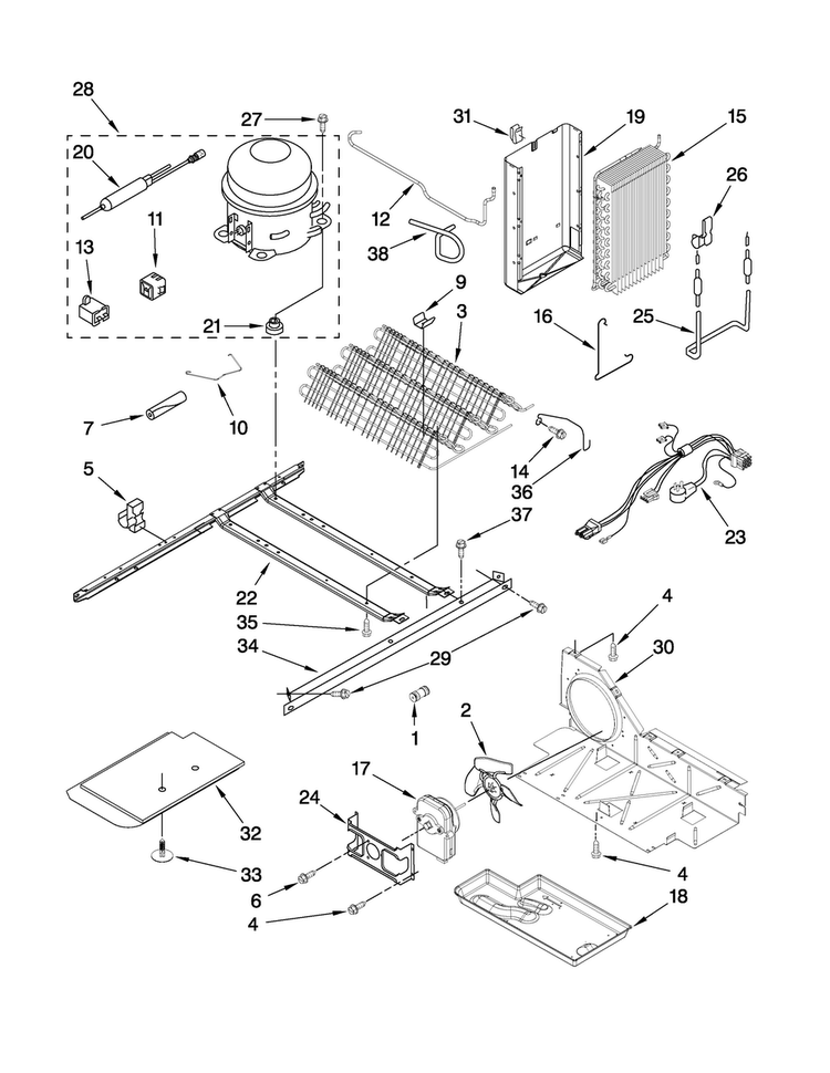 Unit Parts Diagram and Parts List for ASD2522WRD03  Amana Refrigerator