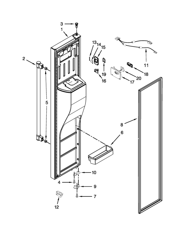 Freezer Door Parts Diagram and Parts List for MSC21C6MDM00  Maytag Refrigerator
