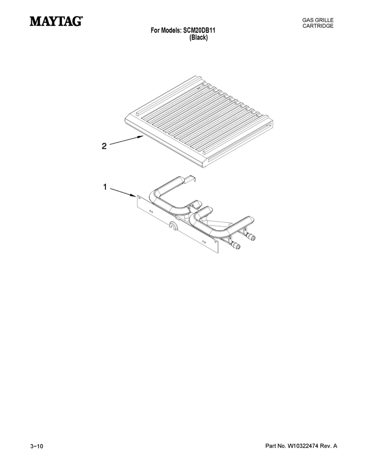 Conventional Cartridge Diagram and Parts List for SCM20DB11  Maytag Range