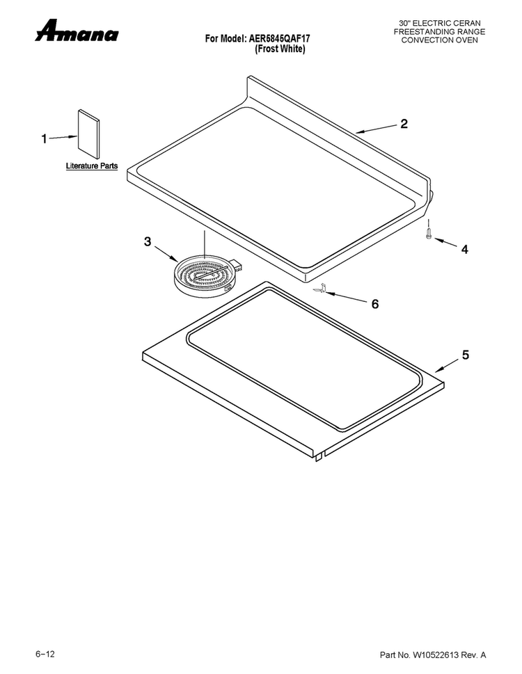 Cooktop Parts Diagram and Parts List for AER5845QAF17  Amana Range