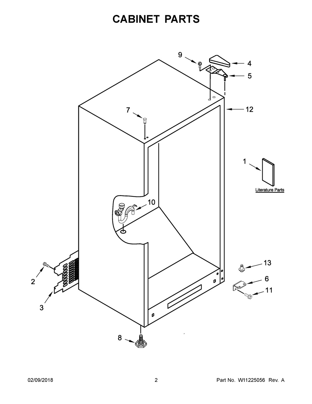 Cabinet Parts Diagram and Parts List for MZF34X16DW04  Maytag Freezer