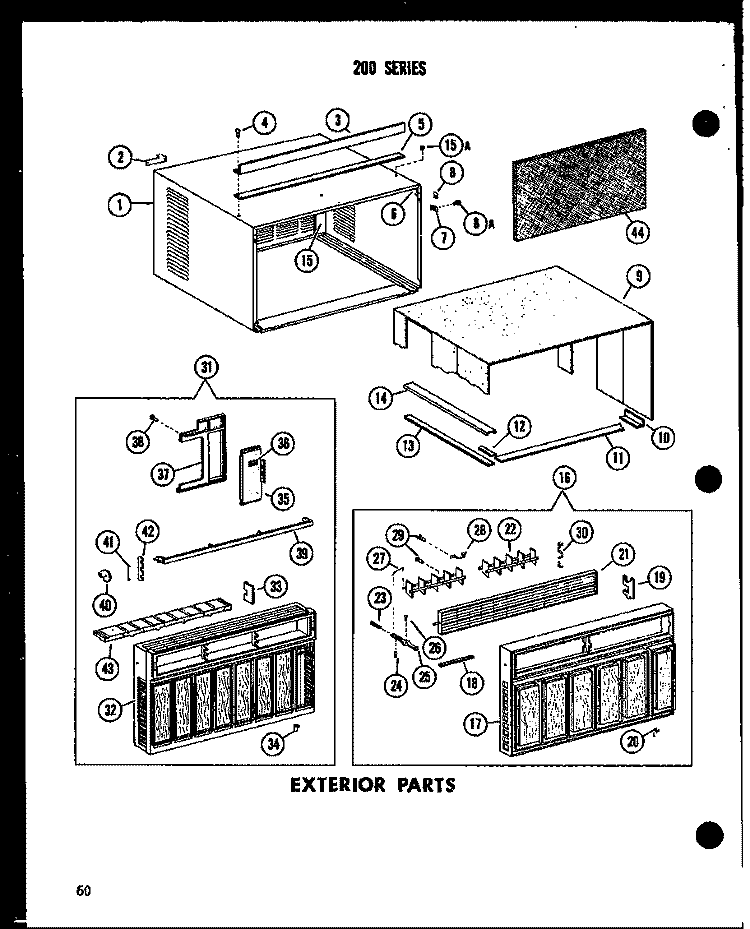 EXTERIOR PARTS Diagram and Parts List for 2183J P6021801R Amana Air Conditioner