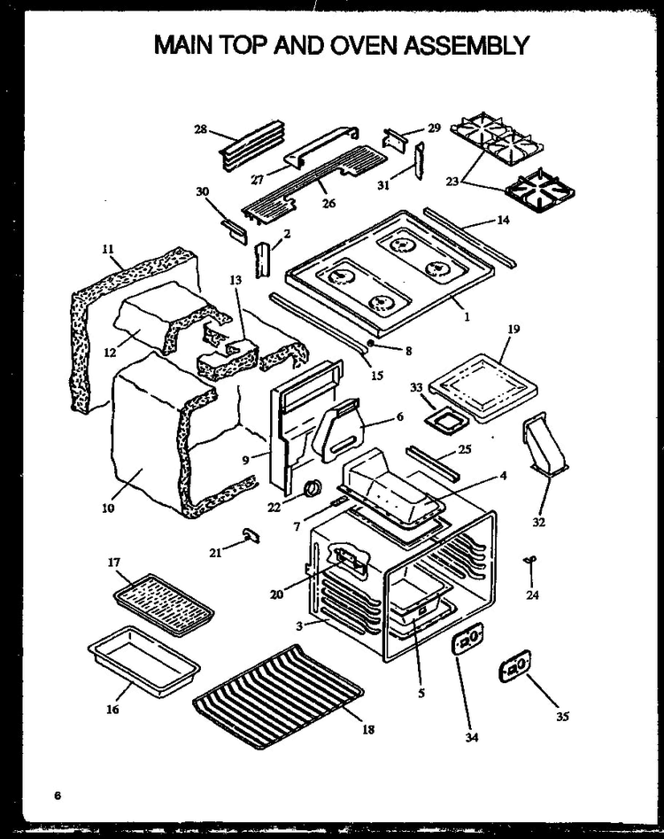 Main Top And Oven Assembly Diagram and Parts List for AGS745WW1-P1130733WW  Amana Range