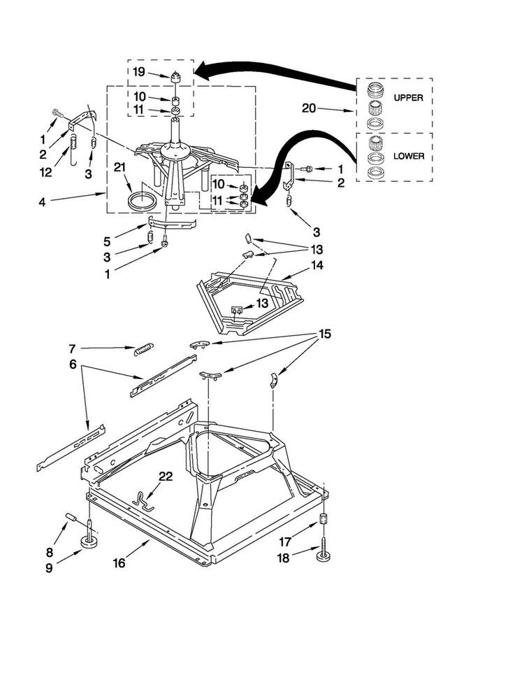 Machine Base Parts Diagram and Parts List for NTW4500XQ0  Amana Washer