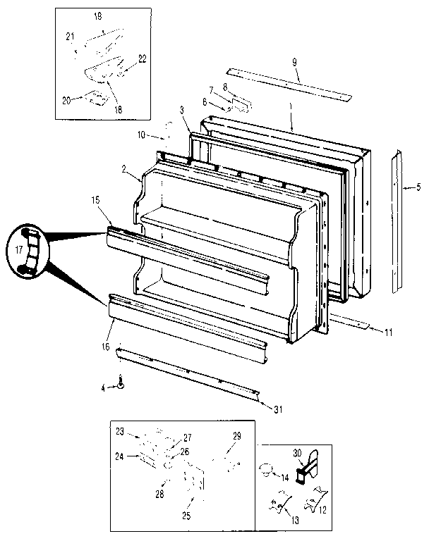 Freezer Door Diagram and Parts List for JRT196B MAJ55A Jenn-Air Refrigerator