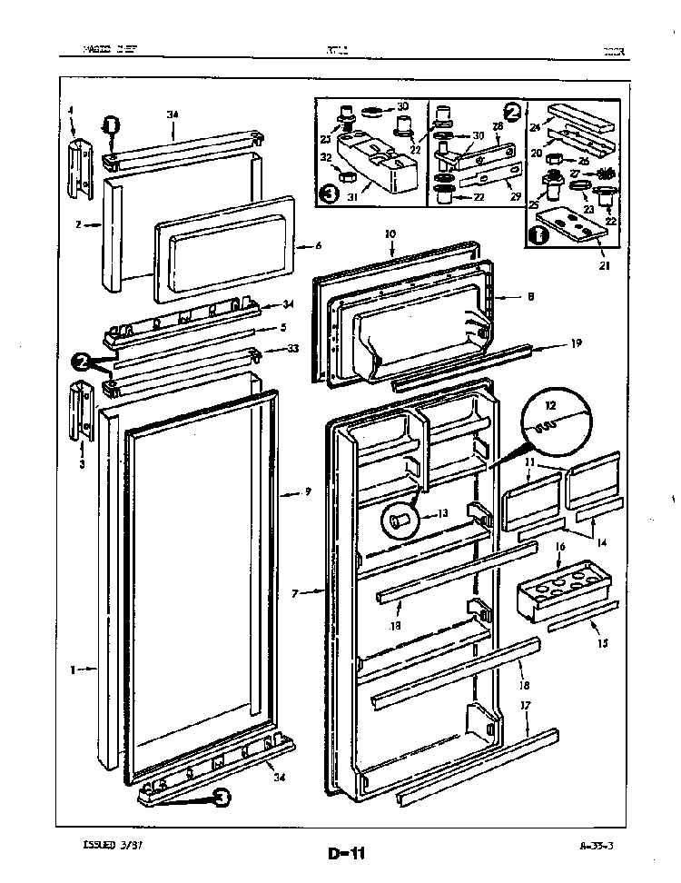Door Diagram and Parts List for RT11S 86T01 Maytag Refrigerator