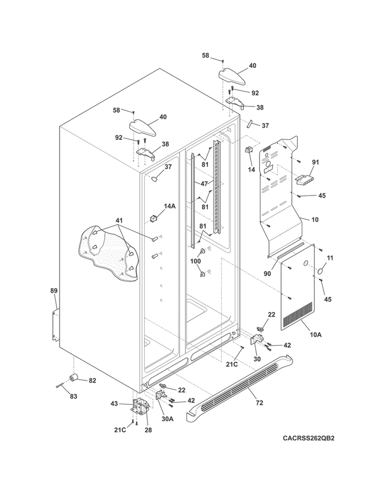 Cabinet Diagram and Parts List for CRSS262QW2  Crosley Refrigerator