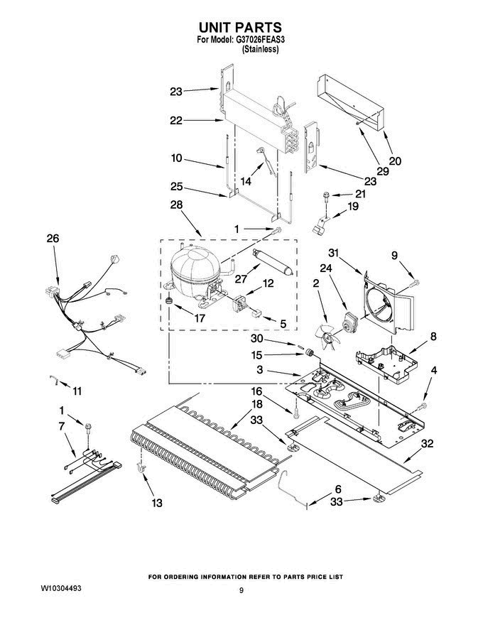 05 - Unit Parts Diagram and Parts List for G37026FEAS3  Maytag Refrigerator