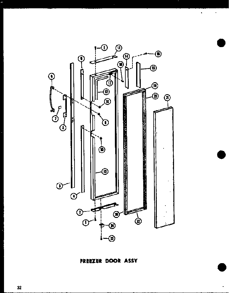 Freezer Door Assy Diagram and Parts List for SRN22N-C-P60201-78WC  Amana Refrigerator