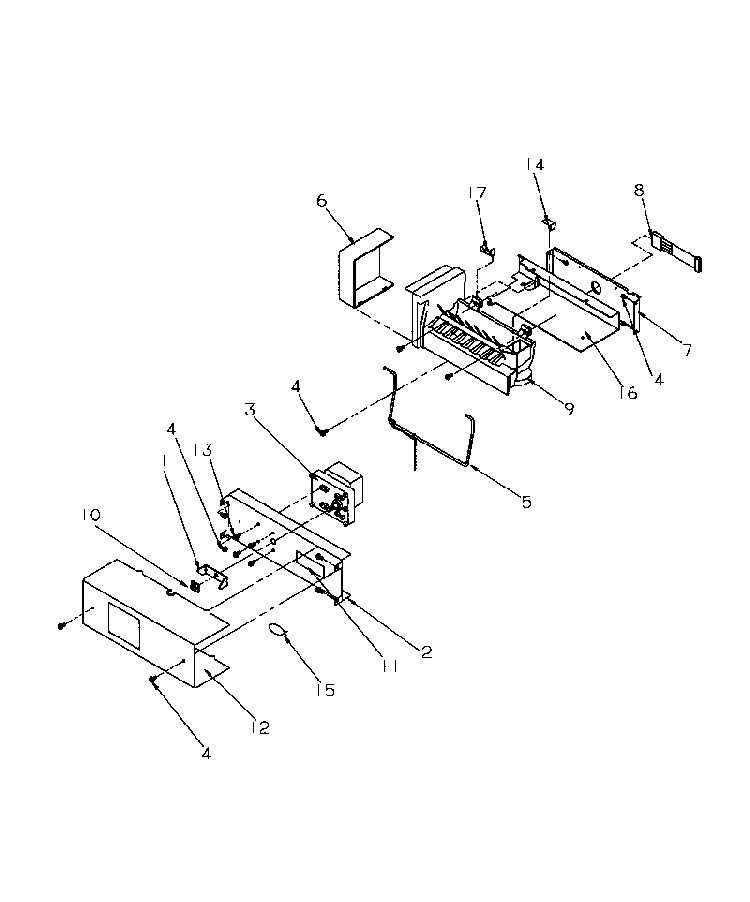 Ice Maker Diagram and Parts List for SGD521SBL-P1197101WL  Amana Refrigerator