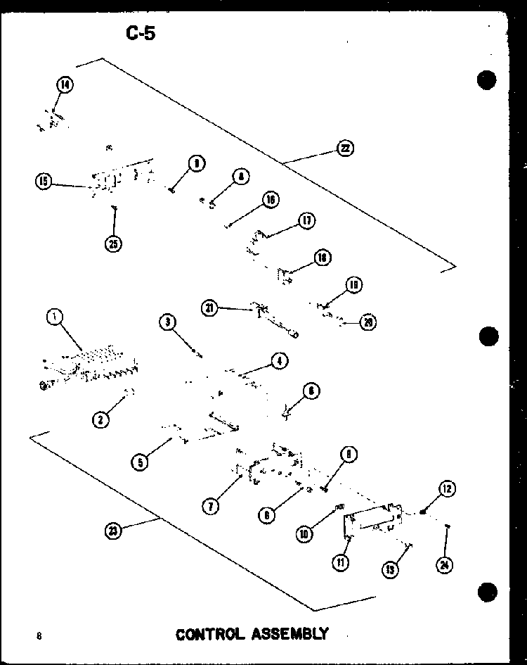 Control Assembly Diagram and Parts List for RC-20 P72100-8M Amana Microwave