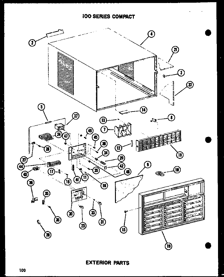 EXTERIOR PARTS Diagram and Parts List for 109-2NH P5497510R Amana Air Conditioner