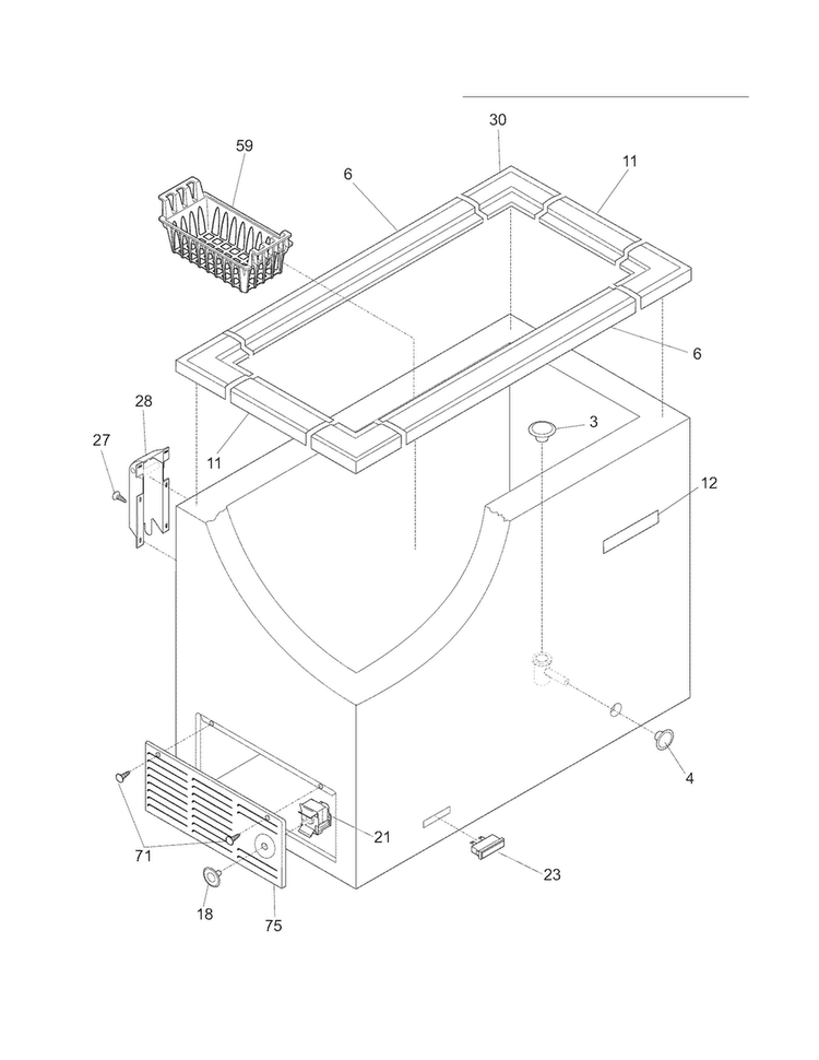 Cabinet Diagram and Parts List for CFC09LW4  Crosley Freezer