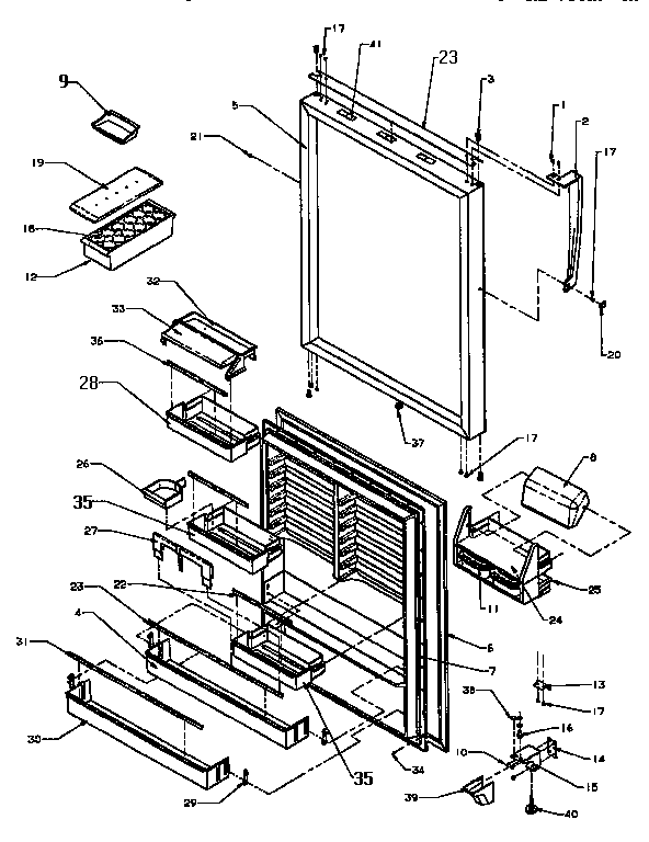 Refrigerator Door Diagram and Parts List for TX19R2-P1158506W  Amana Refrigerator