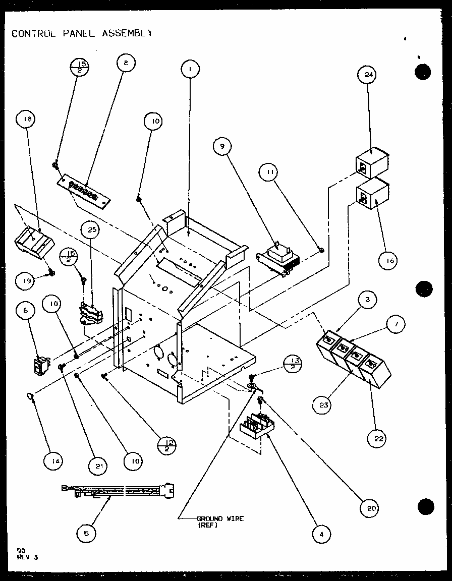 Control Panel Assembly (pth15300er/p9812622r) (pth15400er/p9872122r) Diagram and Parts List for PTH12300ER P9812615R Amana Air Conditioner