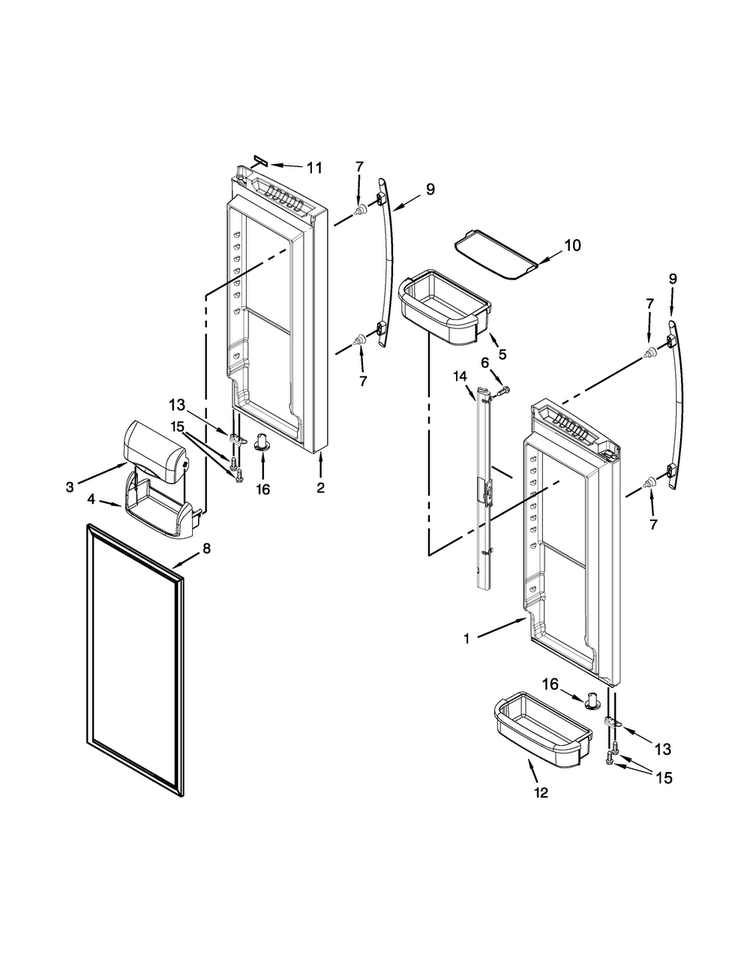 Refrigerator Door Parts Diagram and Parts List for JFC2089BEM01  Jenn-Air Refrigerator
