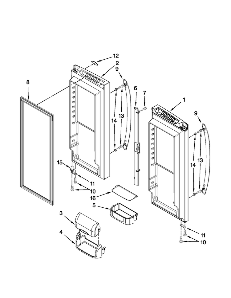 Refrigerator Door Parts Diagram and Parts List for AFD2535FES7  Amana Refrigerator
