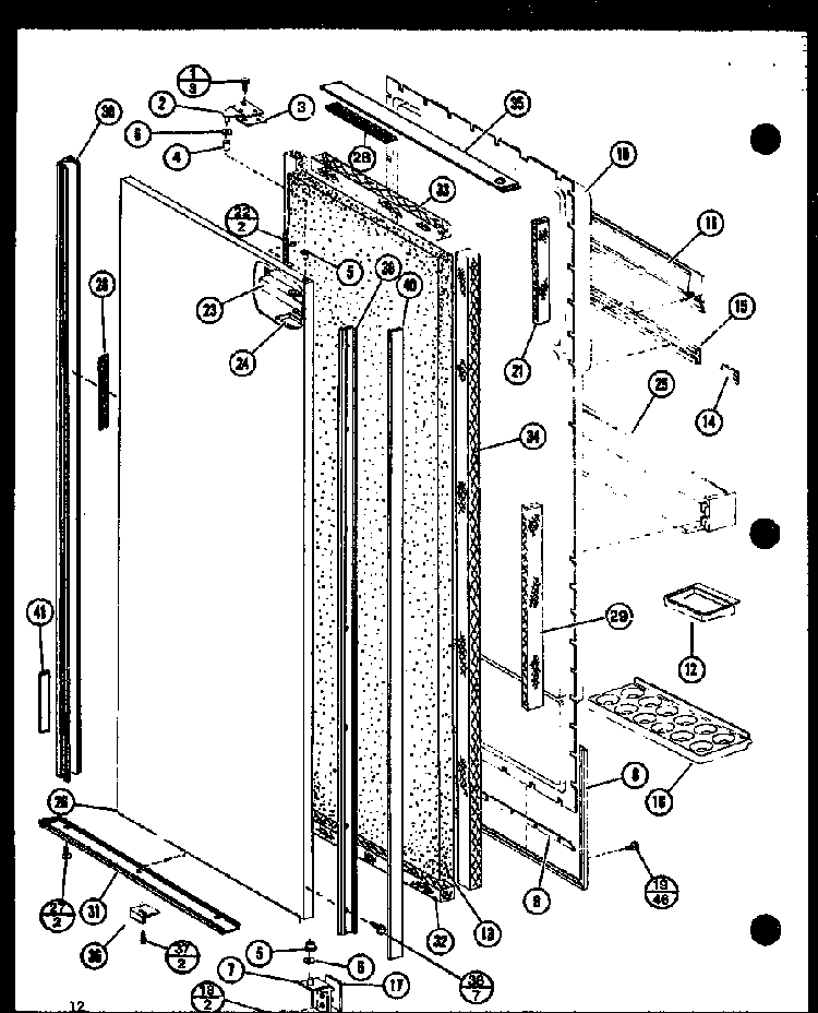 Refrigerator Door Assembly Diagram and Parts List for SRI19F-L-P7700004WL  Amana Refrigerator