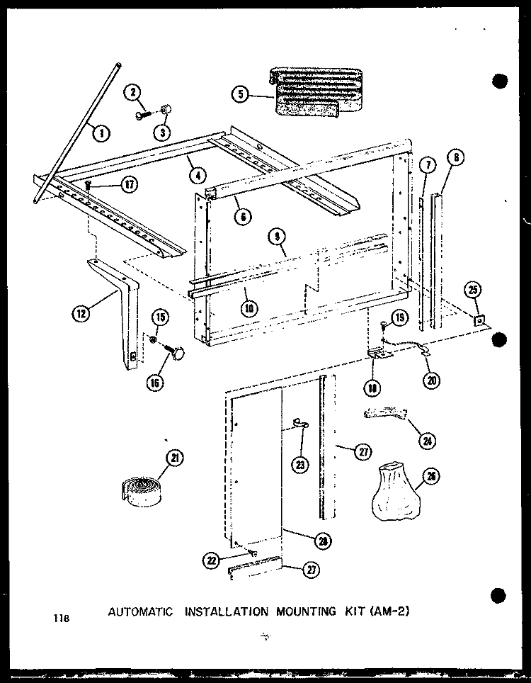 AUTOMATIC INSTALLATION MTG KIT (AM - 2) Diagram and Parts List for 113-3N P5497503R Amana Air Conditioner