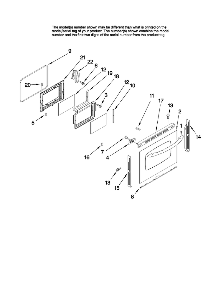 Lower Door Parts Diagram and Parts List for MER6755ABW25  Maytag Range