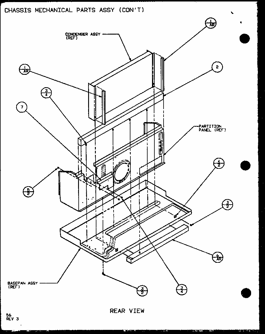 Chassis Mechanical Parts Assy (pth12300e/p9806815r) (pth12400e/p9806915r) (pth12300ec/p9811815r) (pth12400ec/p9872315r) Diagram and Parts List for PTH09400F P1102701R Amana Air Conditioner