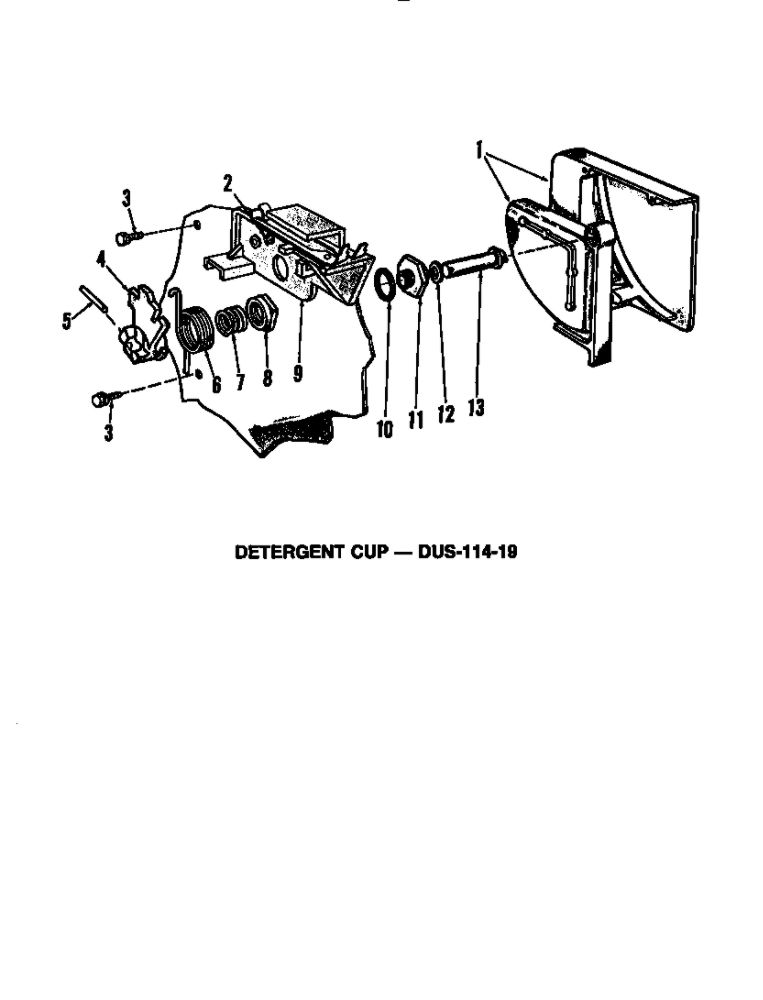 Detergent Cup 1 Diagram and Parts List for DUS-414-19  Maytag Dishwasher