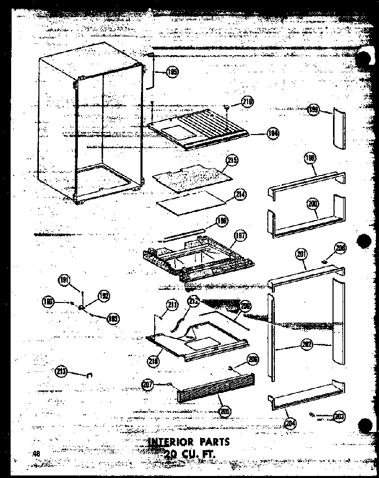 Interior Parts 20 Cu. Ft. Diagram and Parts List for T16W-P60303-8W  Amana Refrigerator