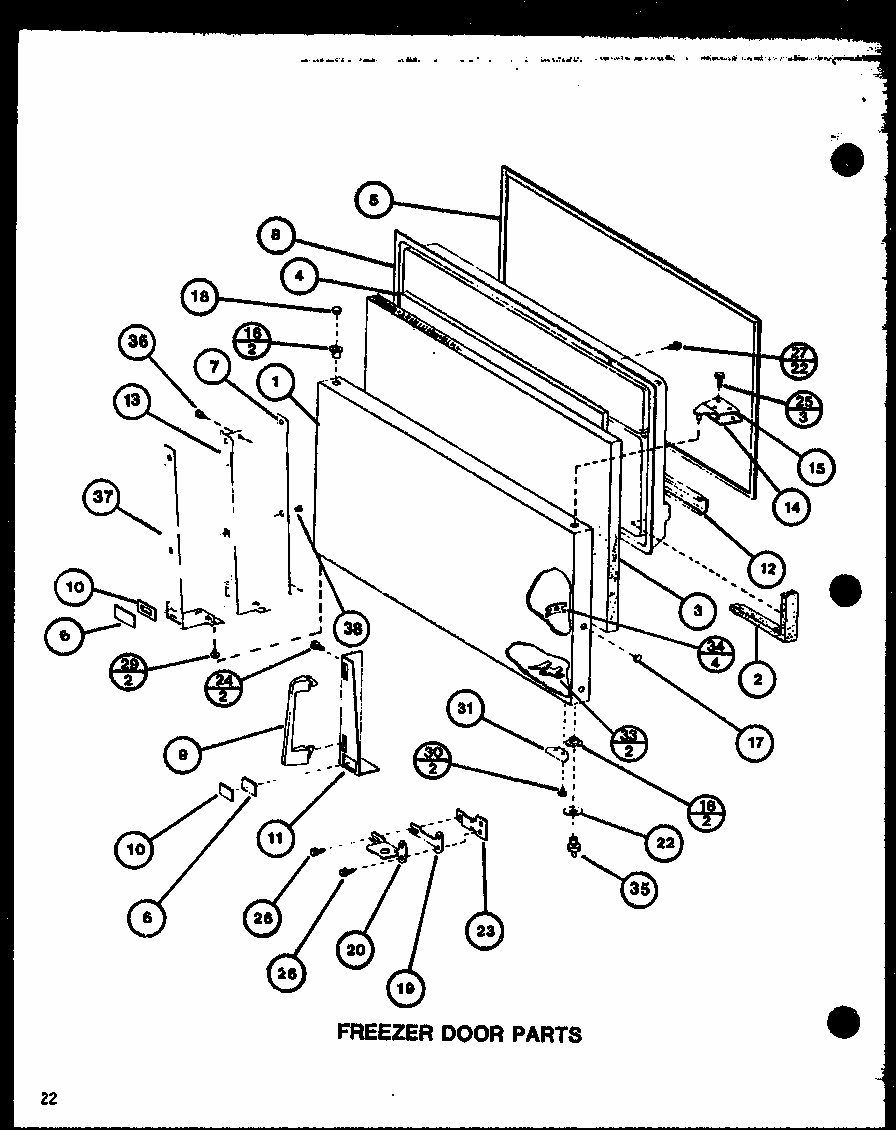 Freezer Door Paris (tm18j/p7739003w) (tr18j/p7739004w) (tc18j/p7739005w) Diagram and Parts List for TM20J-P7739008W  Amana Refrigerator