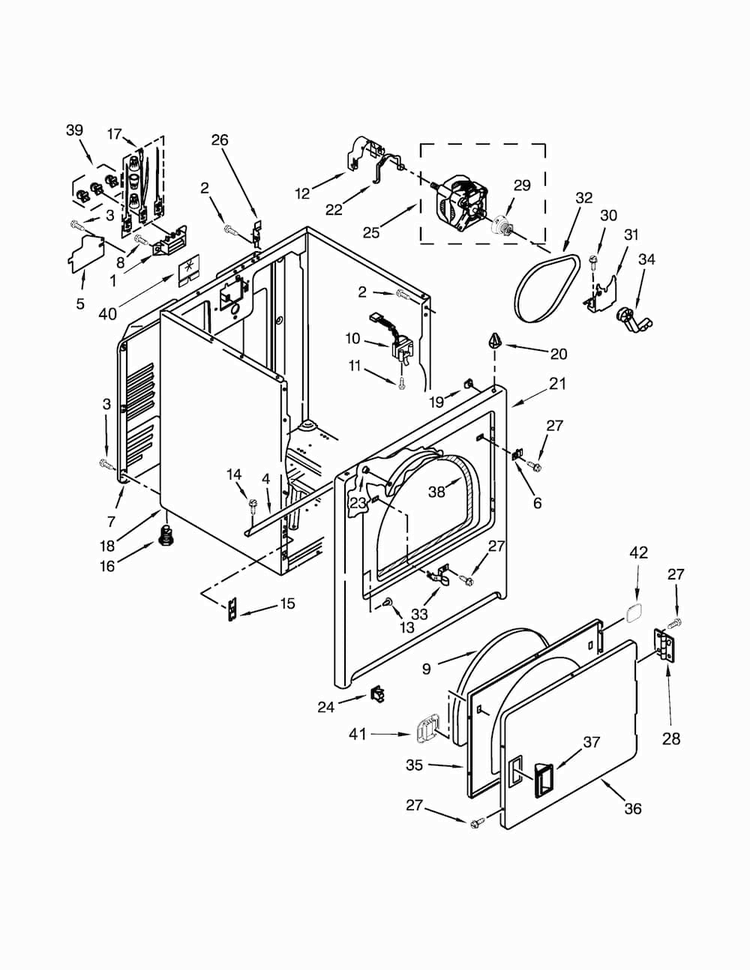 Cabinet Parts Diagram and Parts List for CED137SDW0  Crosley Dryer