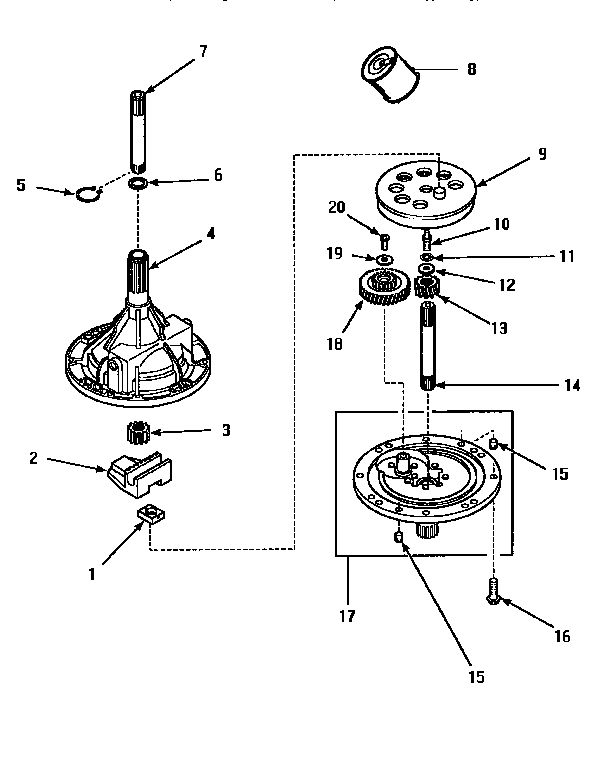 34526p Transmission Assembly Diagram and Parts List for LW8413W2 LW8413W2A Amana Washer