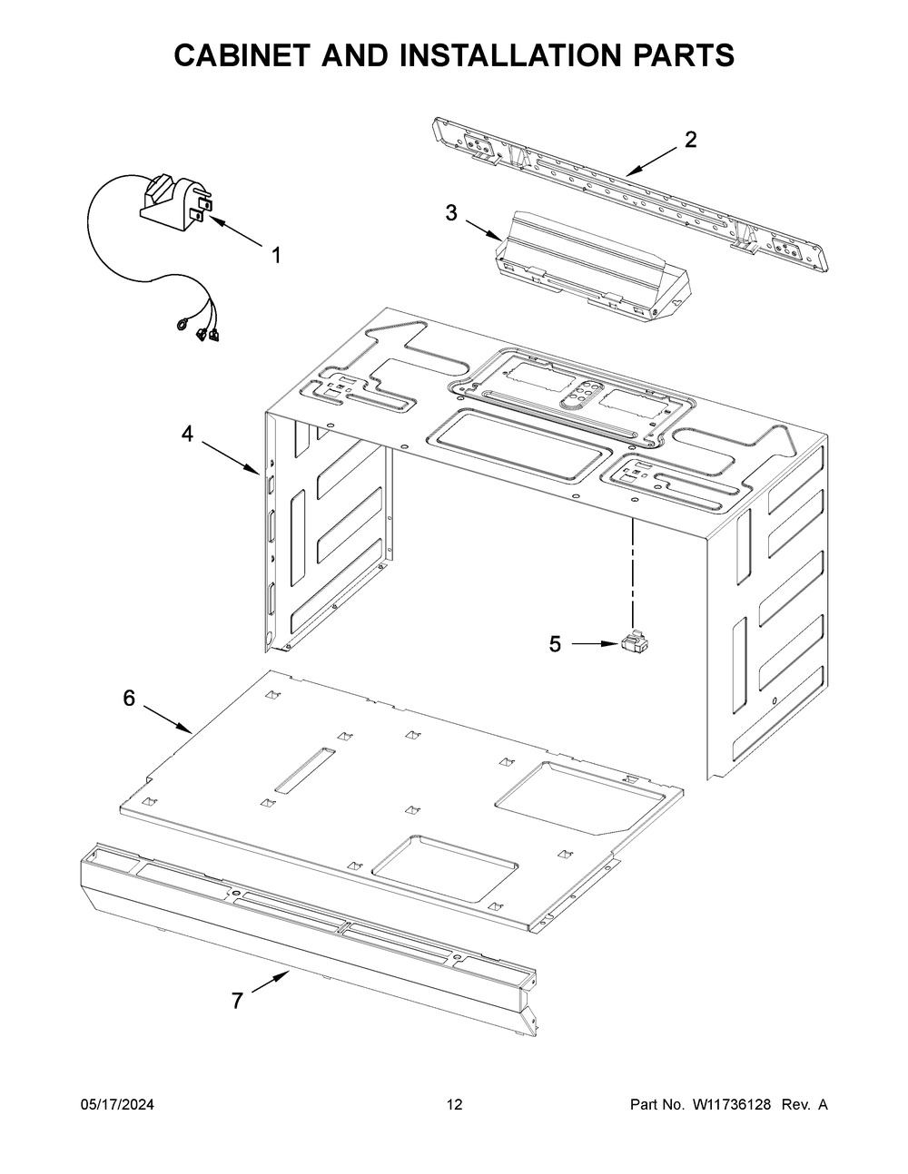 Cabinet And Installation Parts Diagram and Parts List for YMMV4207JB01  Maytag Microwave